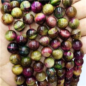 Tiger Eye Stone Beads Multicolor Round Smooth, approx 10mm dia