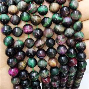 Tiger Eye Stone Beads Multicolor Round Smooth, approx 8mm dia