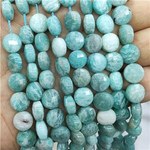 Green Amazonite Beads Faceted Circle, approx 10mm