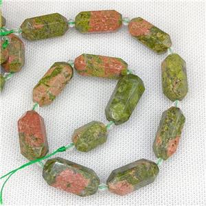 Unakite Energy Prism Beads Green, approx 13-27mm, 12pcs per st