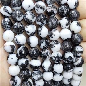 Natural Black Zebra Jasper Beads Faceted Round, approx 12mm dia