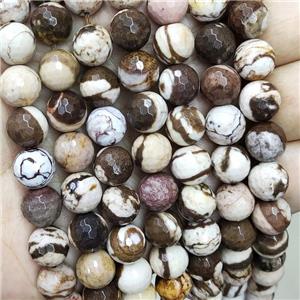 Natural Australian Zebra Jasper Beads Coffee Faceted Round, approx 10mm dia