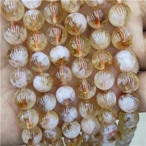 Natural Citrine Beads Yellow Smooth Round B-Grade, approx 10mm dia