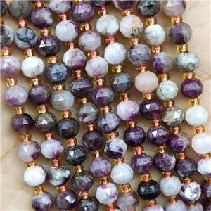 Natural Plum Blossom Tourmaline Beads Cut Rondelle, approx 5-6mm