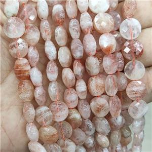 Natural Peach Sunstone Beads Faceted Circle, approx 10mm