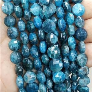 Natural Apatite Beads Blue Faceted Circle, approx 10mm