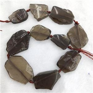 Smoky Quartz Slice Beads Slab Freeform, approx 15-40mm