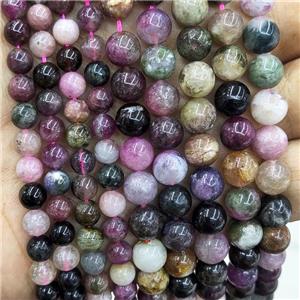 Natural Tourmaline Beads Multicolor Smooth Round, approx 4mm dia