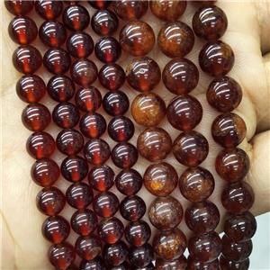 Natural Orange Garnet Beads Smooth Round, approx 6mm dia