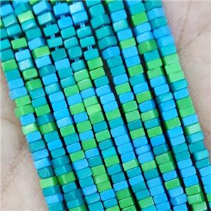 Blue Oxidative Agate Square Beads, approx 1x2mm