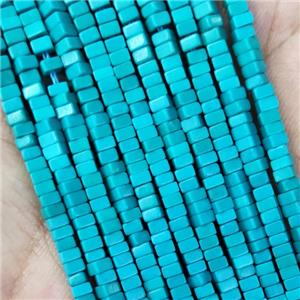 Blue Oxidative Agate Square Beads, approx 1x2mm