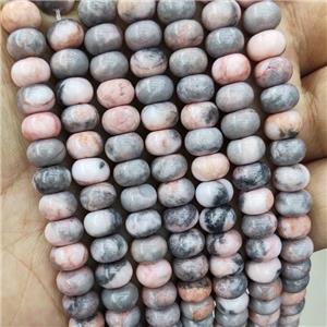 Pink Zebra Jasper Beads Smooth Rondelle, approx 8mm