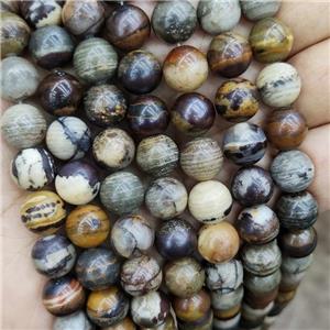 Natural Zebra Jasper Beads B-Grade Smooth Round, approx 10mm dia