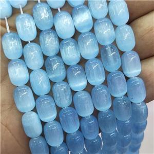 Blue Selenite Barrel Beads, approx 8x12mm