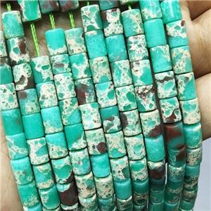 Green SnakeSkin Jasper Tube Beads, approx 6-8mm