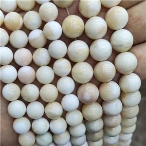 White Yellow Ivory Jasper Beads Smooth Round, approx 12mm dia