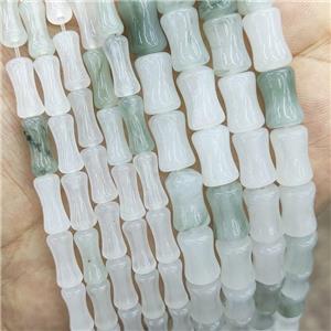 Natural Ice Jadeite Beads Bamboo White Green, approx 5x12mm