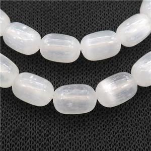 White Selenite Beads Barrel, approx 8-12mm