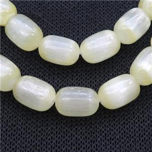 Selenite Beads Lt.yellow Dye Barrel, approx 8-12mm