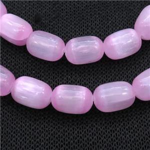 Selenite Beads Hotpink Dye Barrel, approx 8-12mm