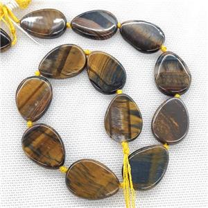 Natural Tiger Eye Stone Beads Flat Teardrop, approx 22-30mm