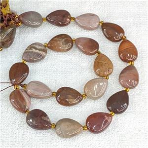 Natural Wood Petrified Jasper Teardrop Beads Flat, approx 13-18mm