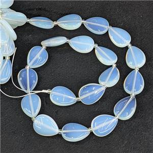 White Opalite Teardrop Beads Flat, approx 13-18mm