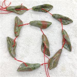 Natural Unakite Bugle Beads, approx 15-38mm, 10pcs per st