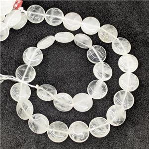 Natural Clear Quartz Coin Beads Circle Flat, approx 15mm