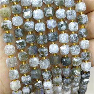 Natural Labradorite Beads Faceted Cube, approx 6-7mm