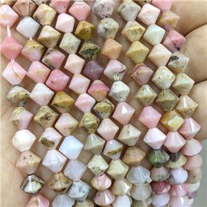 Natural Pink Opal Bicone Beads, approx 8mm