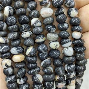 Natural Zebra Jasper Chips Beads White Black Freeform, approx 9-11mm