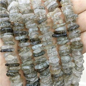 Natural Green Rutilated Quartz Beads Chips Freeform, approx 8-13mm