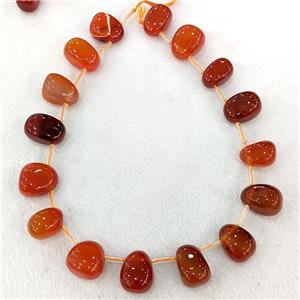 Natural Agate Teardrop Beads Graduated Red Dye Topdrilled, approx 15-26mm