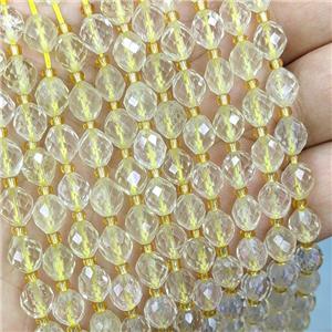 Natural Lemon Quartz Rice Beads Faceted, approx 7-8mm