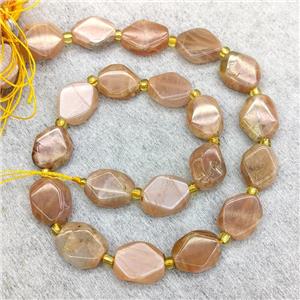 Natural Peach Moonstone Beads Faceted Oval, approx 12-16mm