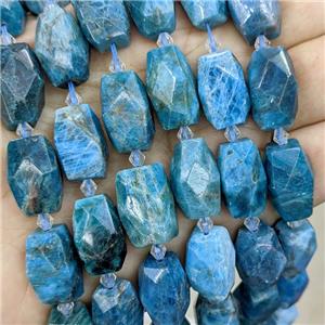 Natural Blue Apatite Cuboid Beads Faceted, approx 12-16mm