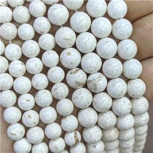 Natural White River Jasper Beads Smooth Round, approx 12mm