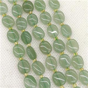 Natural Green Aventurine Oval Beads, approx 10-12mm