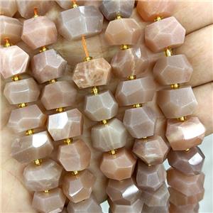 Natural Peach Moonstone Beads Faceted Rondelle, approx 12-16mm