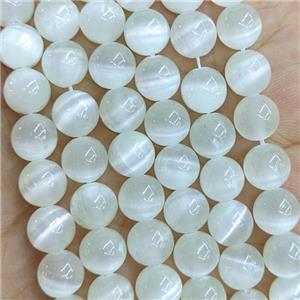 Naural Selenite Beads Smooth Round GrayWhite, approx 6mm dia