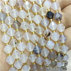 Natural Heihua Agate Bicone Beads, approx 8mm