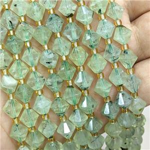 Natural Prehnite Bicone Beads Green, approx 8mm