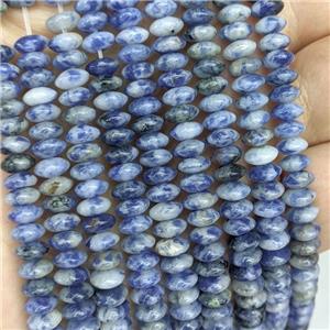 Natural Blue Dalmatian Jasper Beads Smooth Rondelle, approx 3-6mm