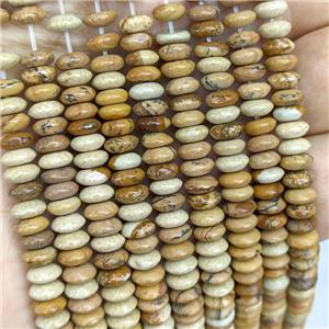 Natural Picture Jasper Beads Smooth Rondelle, approx 3-6mm