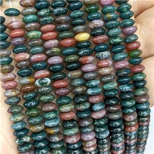 Natural Indian Agate Beads Smooth Rondelle Multicolor, approx 3-6mm