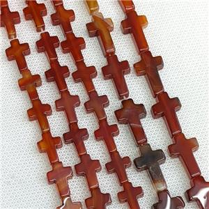 Natural Red Agate Cross Beads Dye, approx 12x20mm