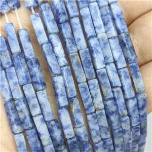 Natural Blue Dalmatian Jasper Cuboid Beads, approx 4x4x13mm