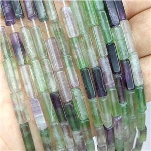 Natural Fluorite Beads Cuboid Multicolor, approx 4x4x13mm