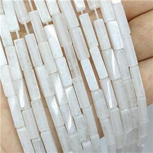 White Jade Cuboid Beads, approx 4x4x13mm